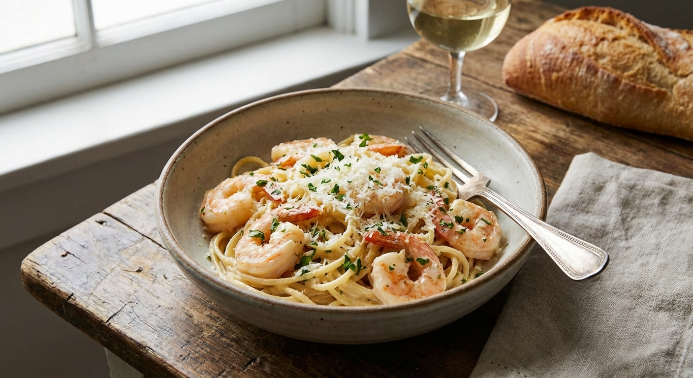 Creamy Garlic Shrimp Pasta