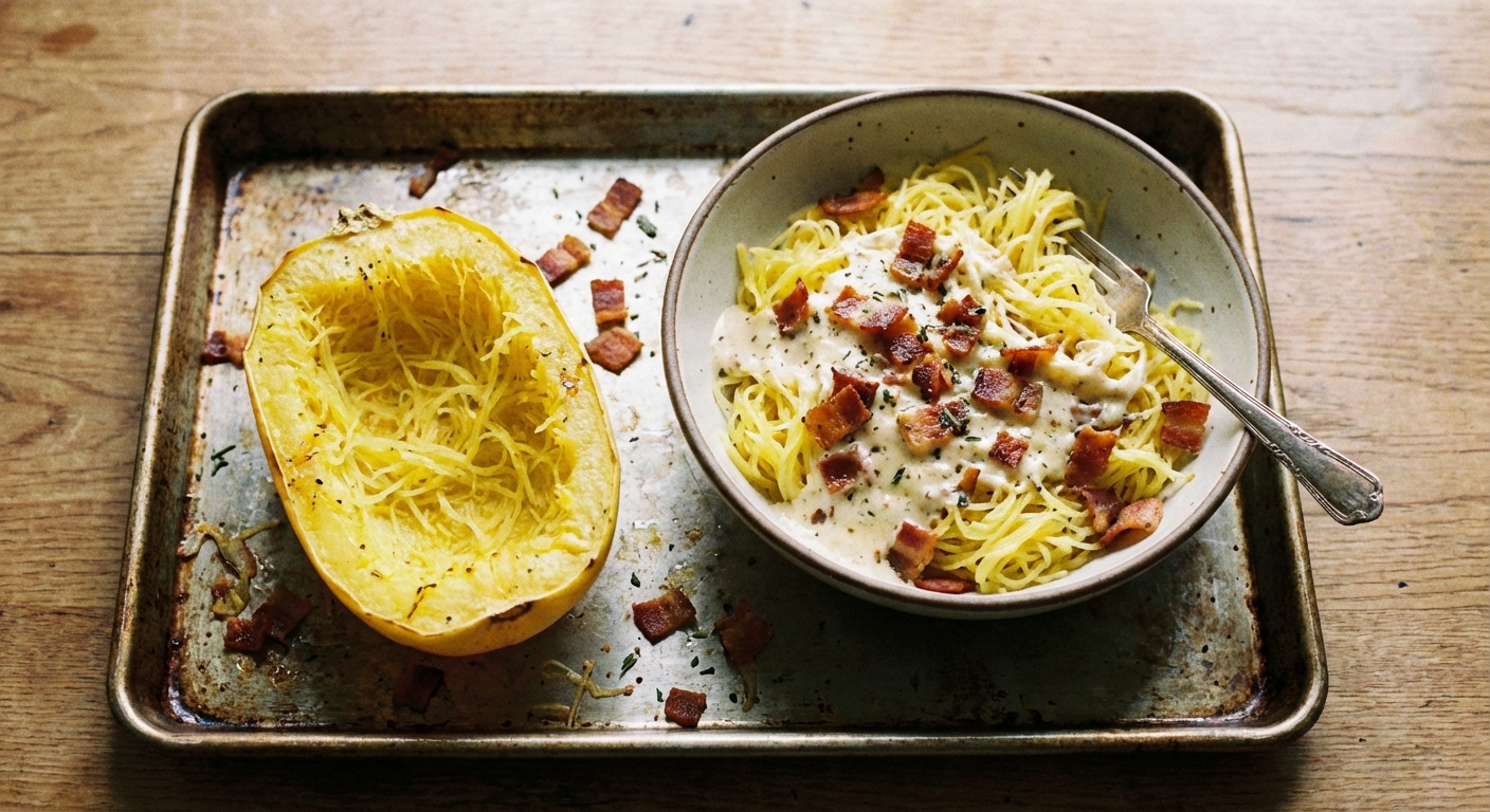 Roasted Spaghetti Squash Carbonara-Style