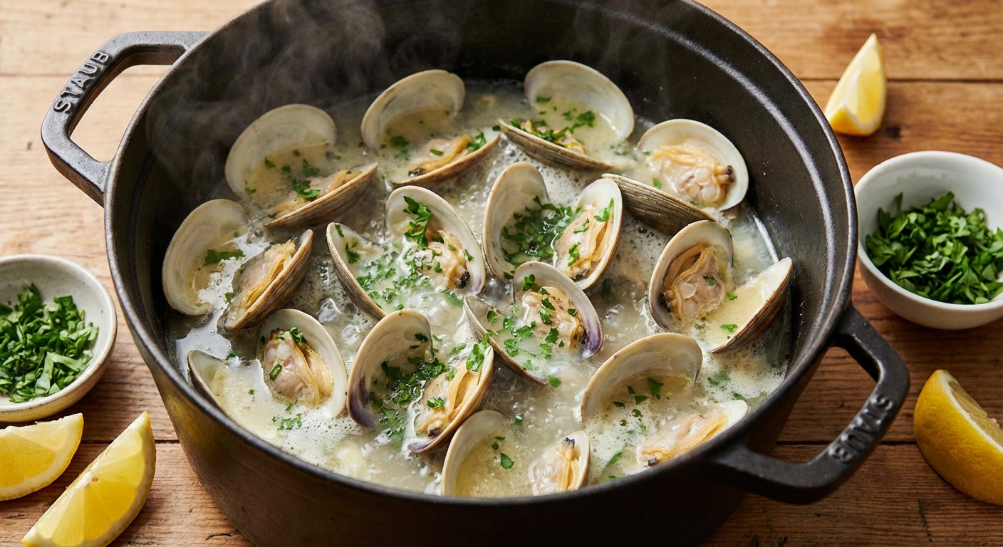 Simple Steamed Clams with Garlic